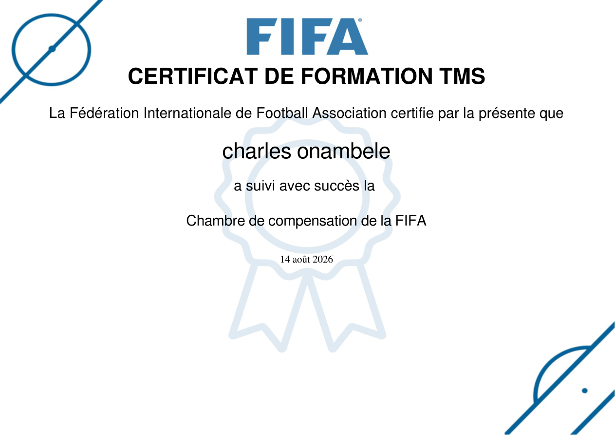 Chambre de compensation de la FIFA — Charles Onambele