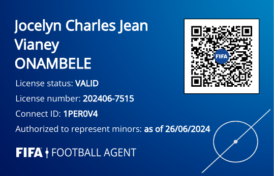 Licence d’agent de football FIFA — Charles Onambele